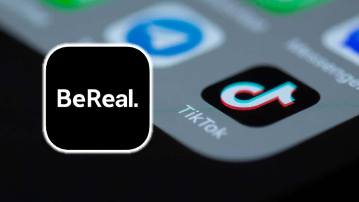 BeReal logo next to the TikTok logo