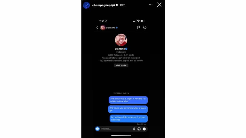 Drake DM to anthony fantano