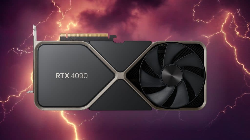 Nvidia RTX 4090 with lightning background