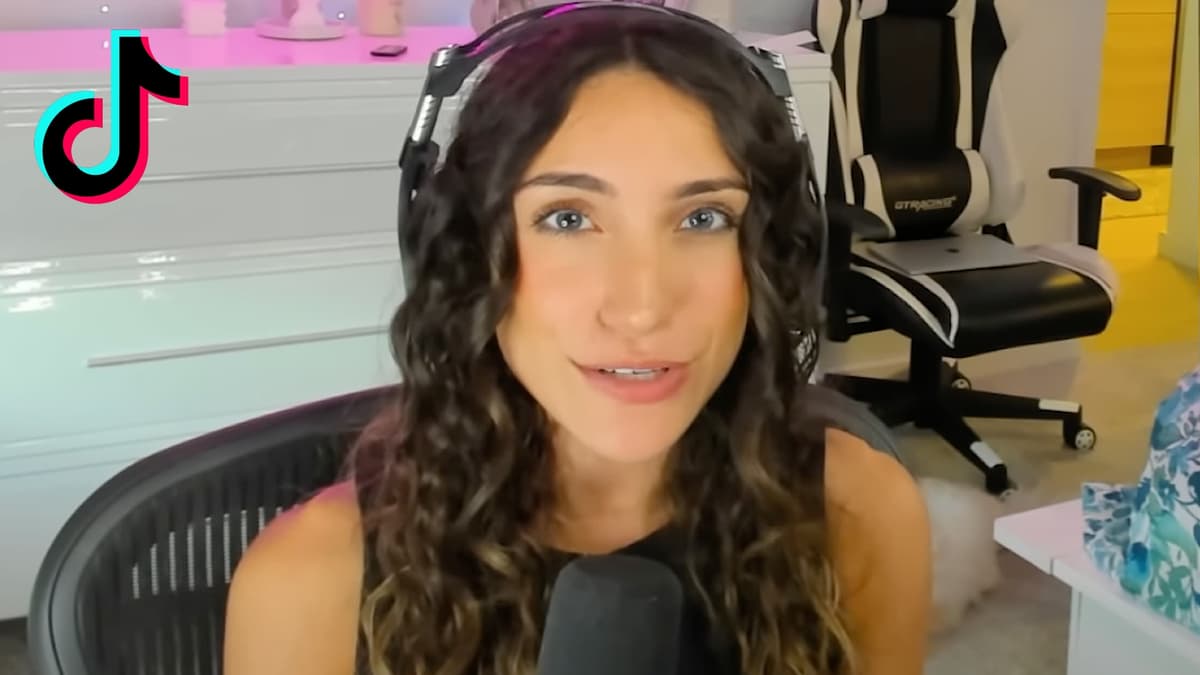 nadia in youtube video with tiktok logo in corner