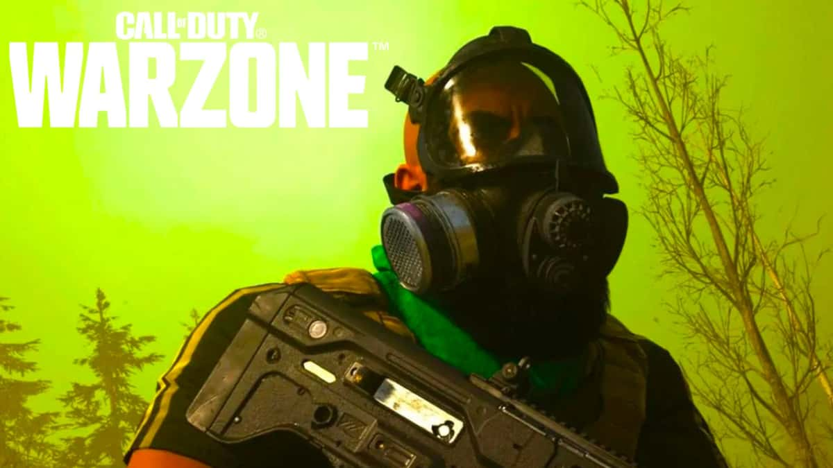 Warzone player in gas mask covered by gas