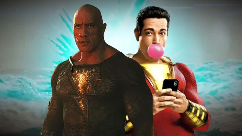 Dwayne Johnson as Black Adam and Zachary Levi as Shazam