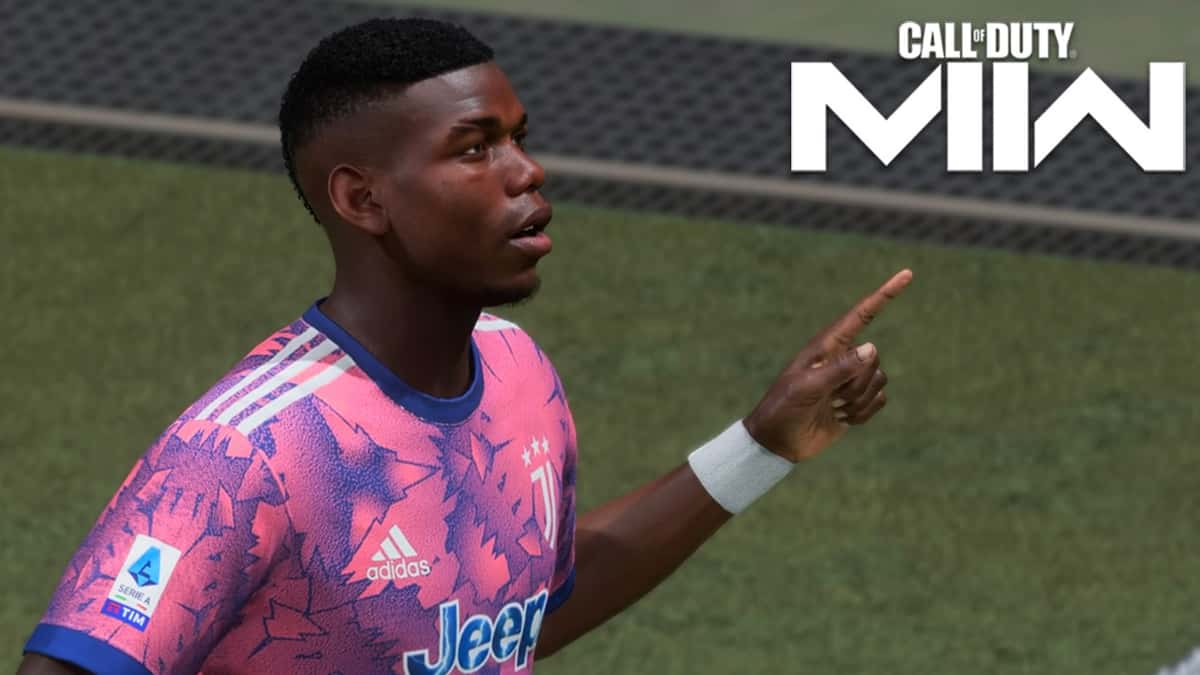 Paul Pogba in FIFA 23 with MWII logo