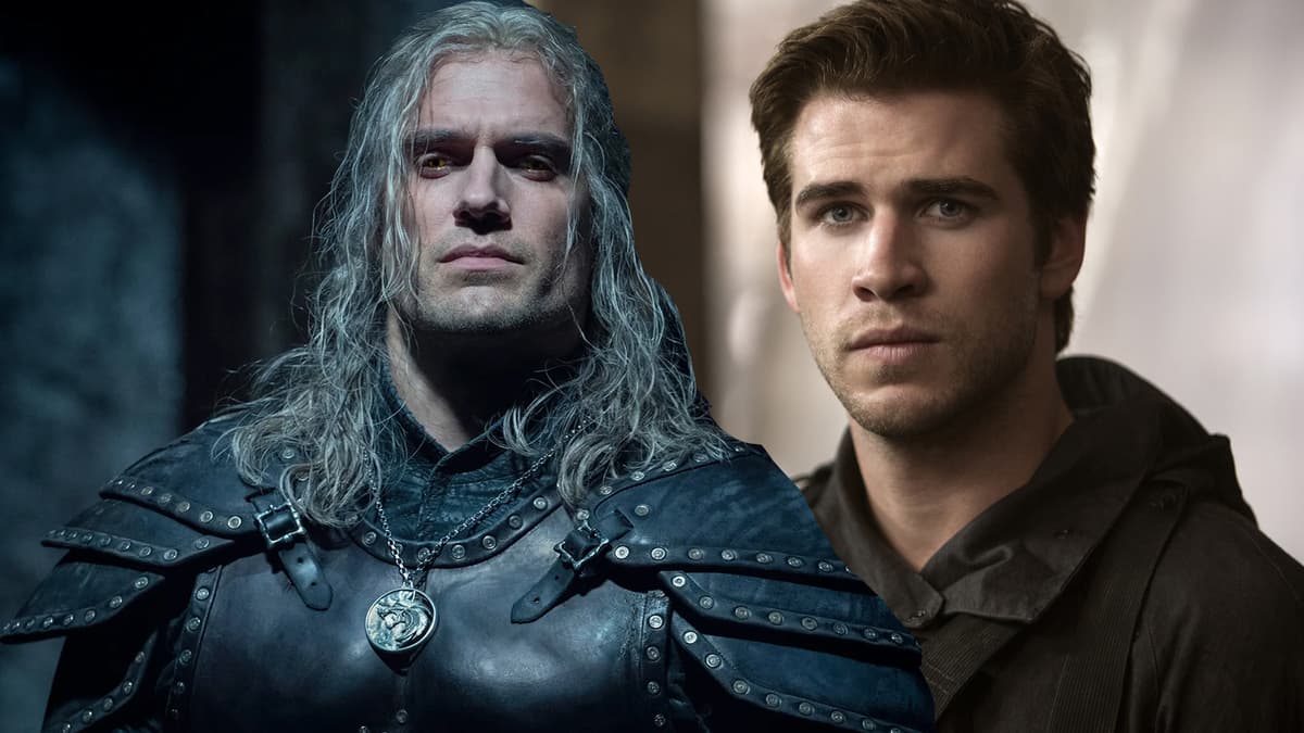 henry cavill as geralt and liam hemsworth