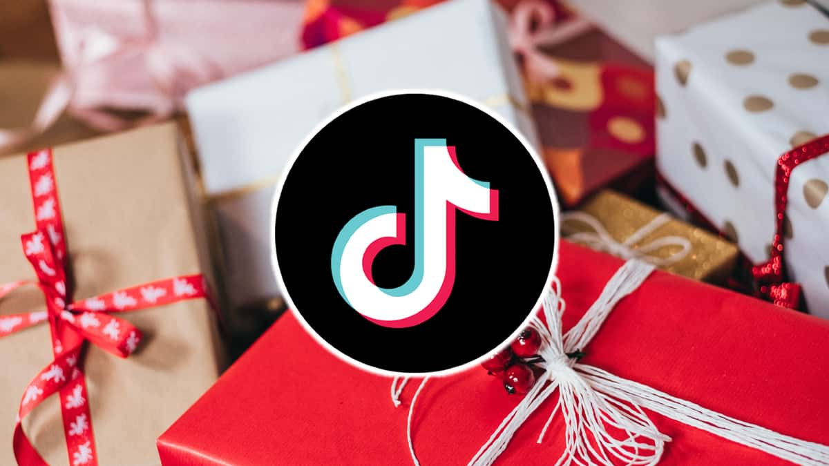 TikTok logo on top of presents