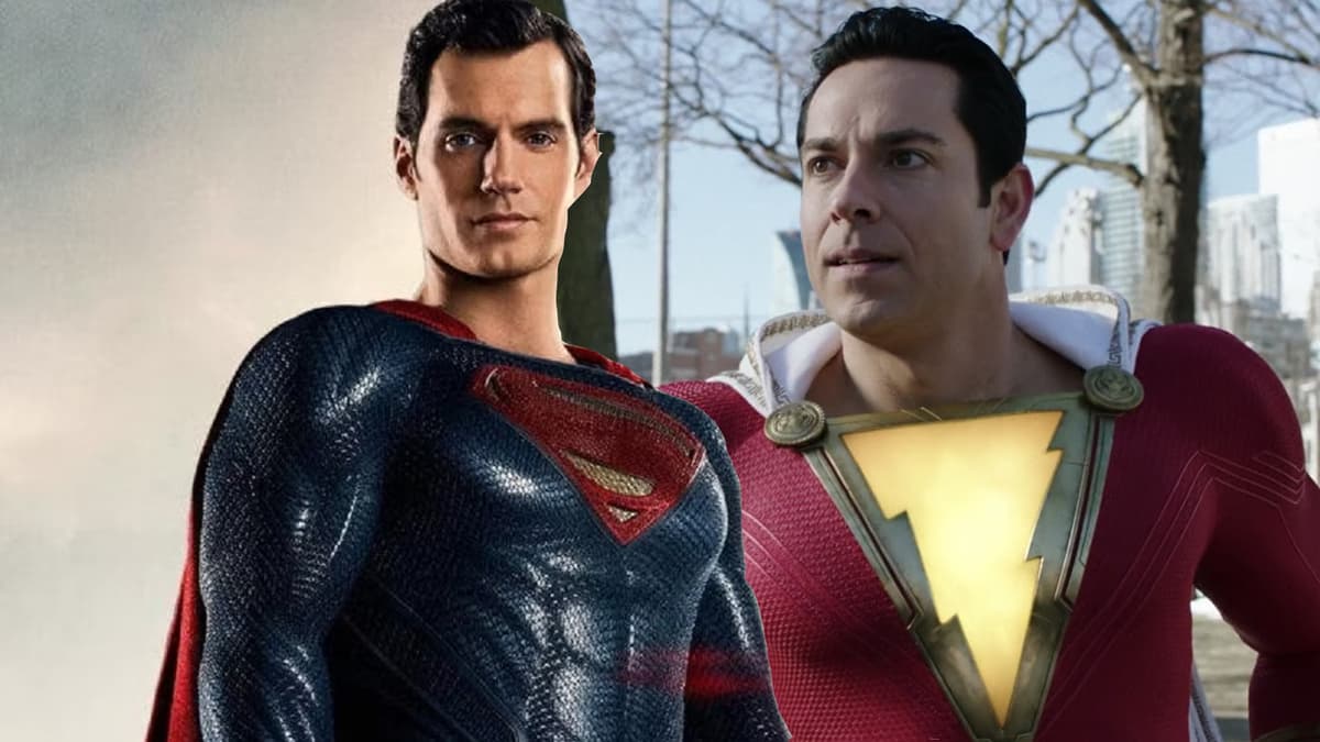 henry cavill as superman and zachary levi as shazam