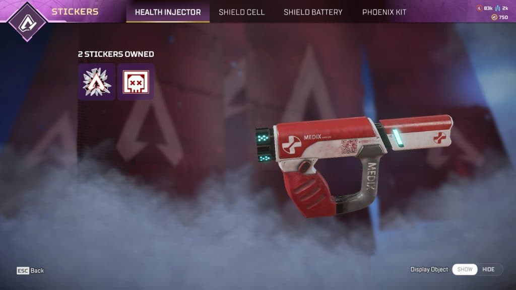 Apex Legends health injector sticker screen with QR code