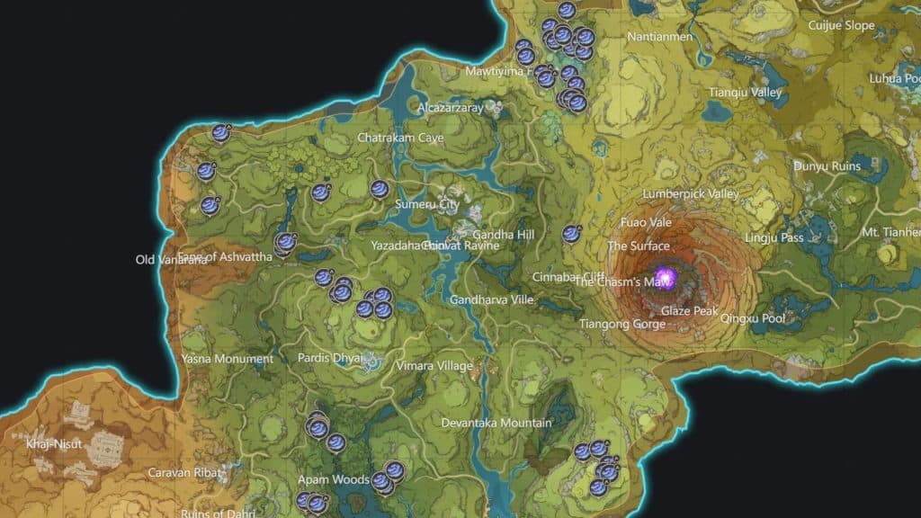 Genshin Impact Sumeru map