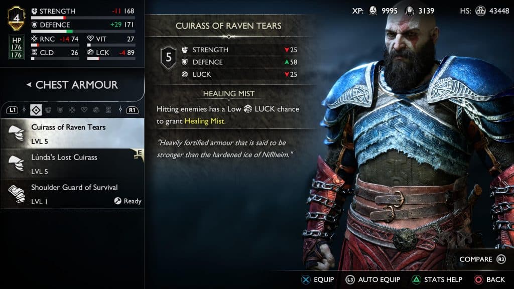 God of War Ragnarok Cuirass of Raven Tears