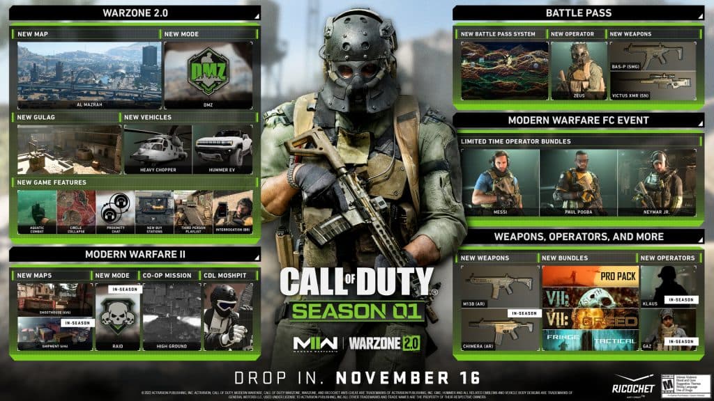 Modern Warfare 2 Season 1 Roadmap and Warzone 2 Season 1 Roadmap