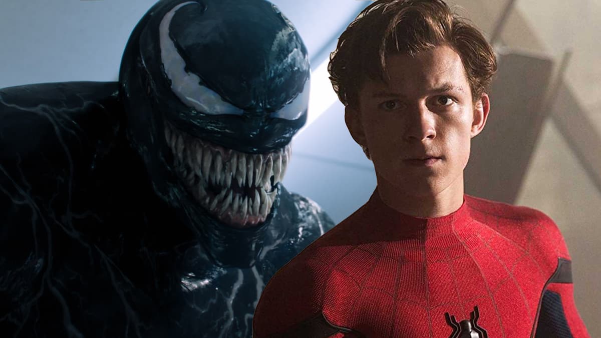 tom holland as spiderman and tom hardy venom