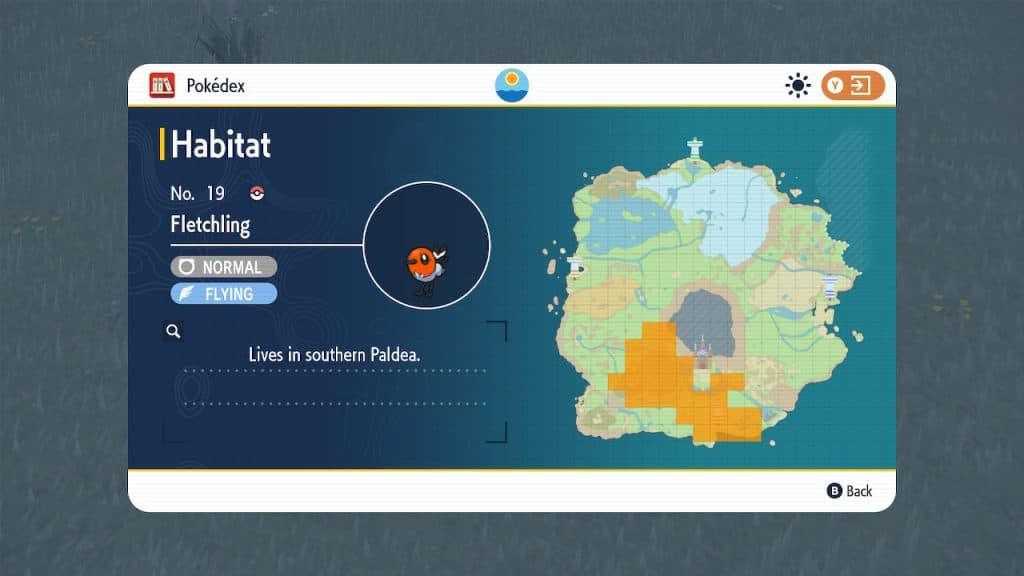 Fletchling location pokemon scarlet violet