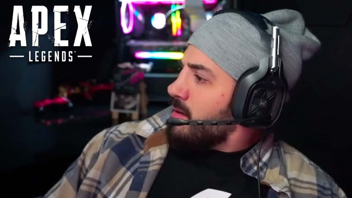 NICKMERCS on stream next to Apex Legends logo