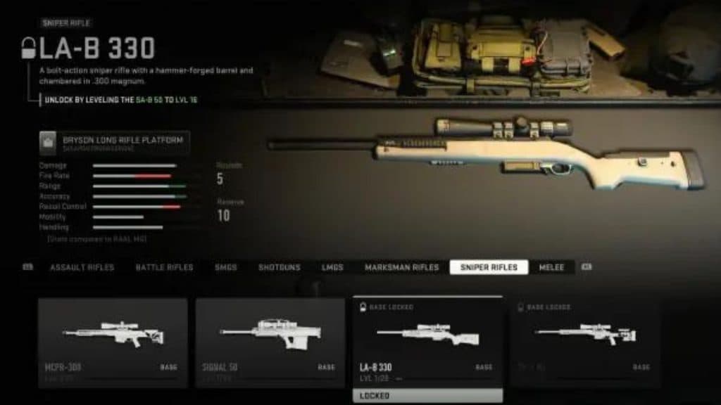 LA-B 330 in Warzone 2 menus