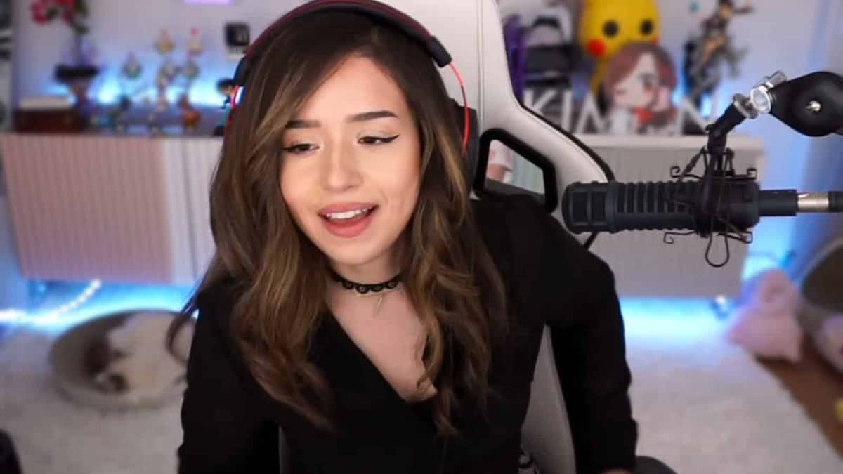 Pokimane at her Twitch stream setup