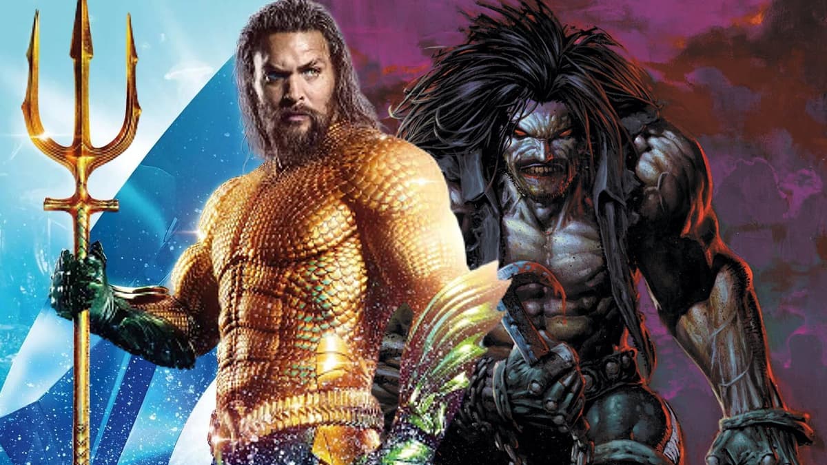 Jason Momoa as Aquaman and an image of Lobo