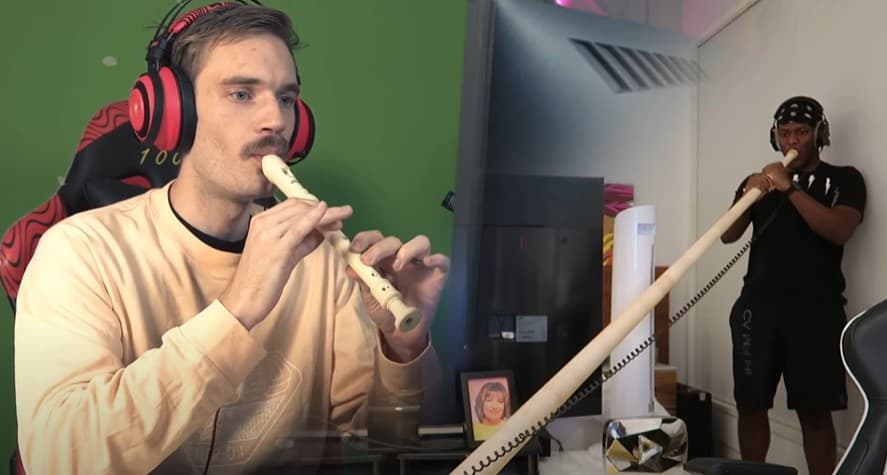 KSI and PewDiePie play instruments