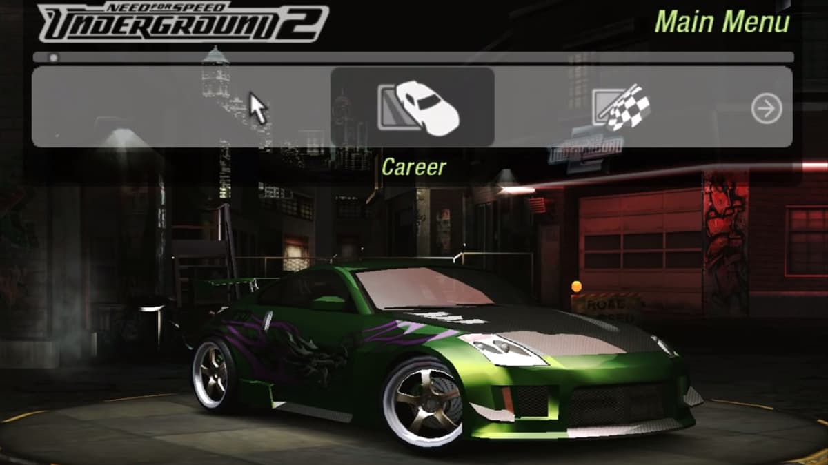 main menu in nfs underground 2