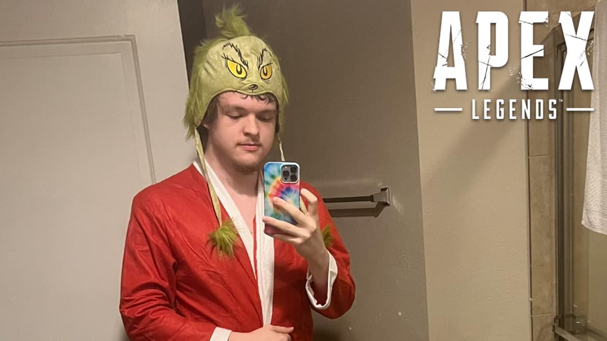 HisWattson in a Santa costume next to Apex Legends logo