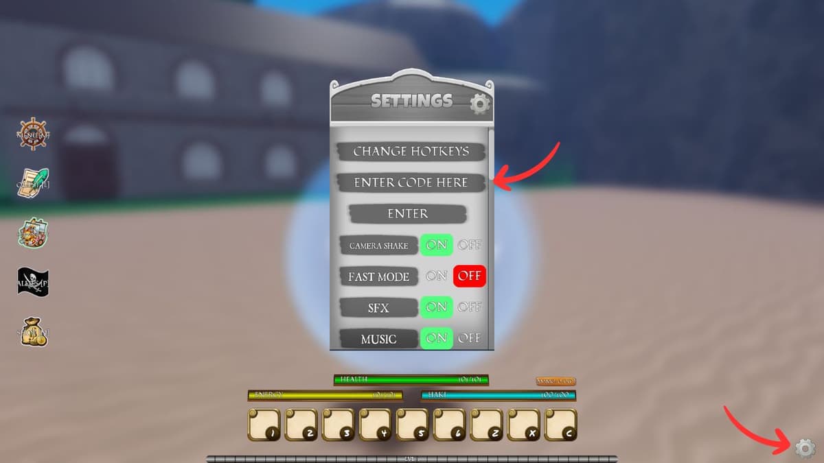 Using codes in Roblox True Piece