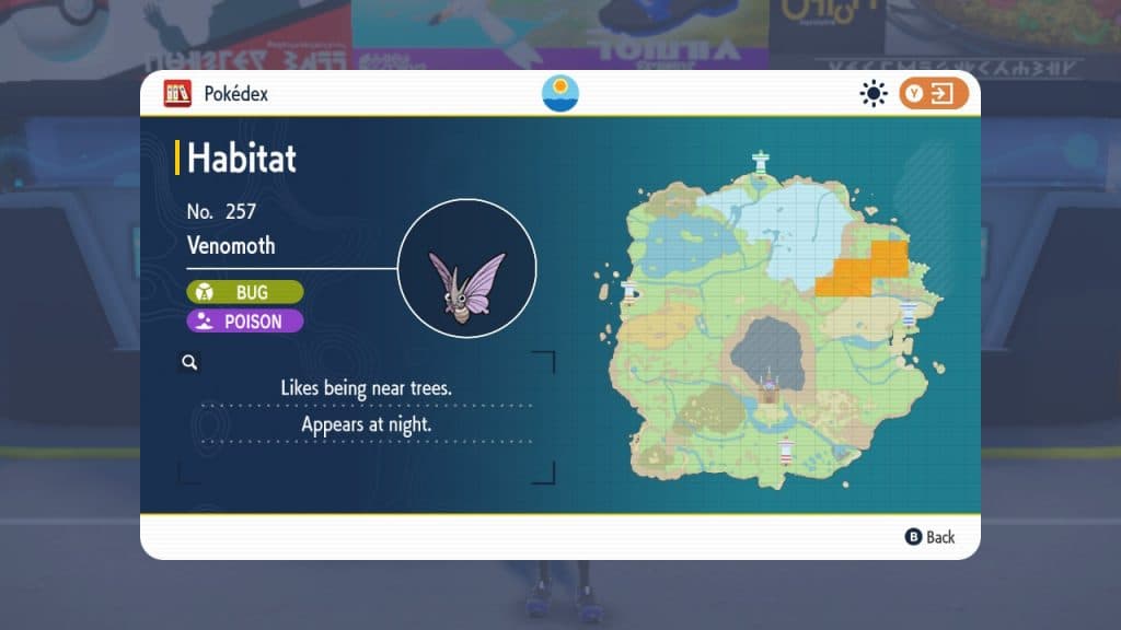 pokemon scarlet violet venomoth locations