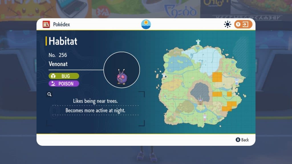 pokemon scarlet violet venomoth locations