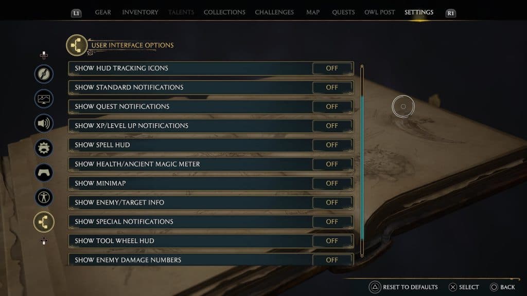 Hogwarts Legacy HUD elements screenshot