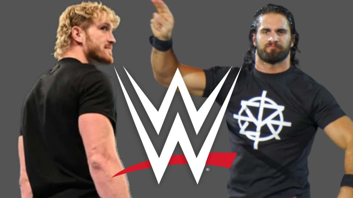 logan paul and seth rollins with wwe logo