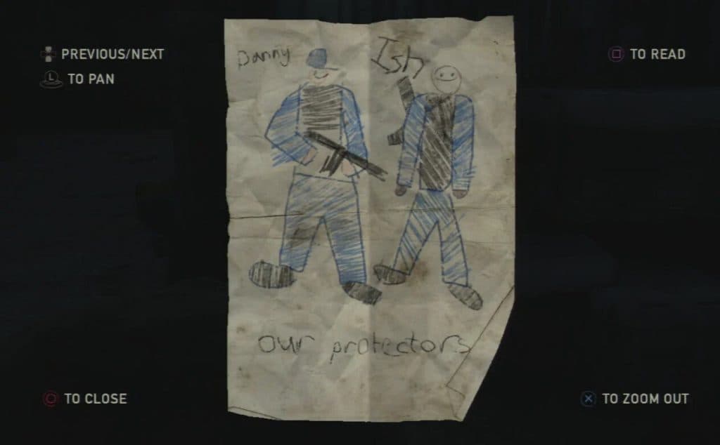 The Danny and Ish drawing in The Last of Us game