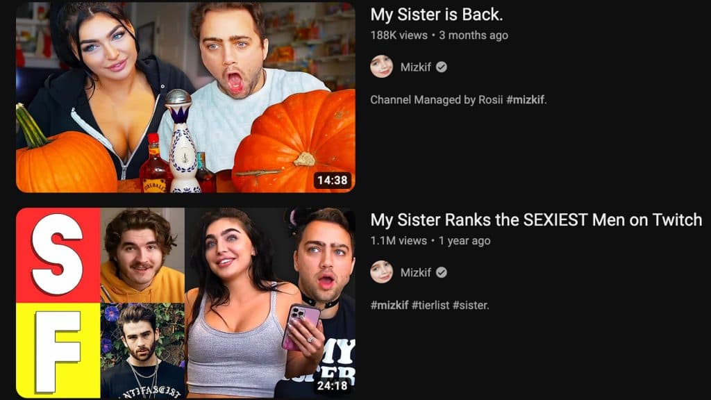 mizkif's sister on youtube