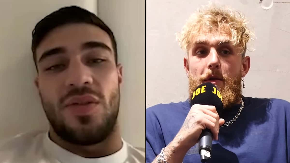 Tommy Fury and Jake Paul side by side talking to camera