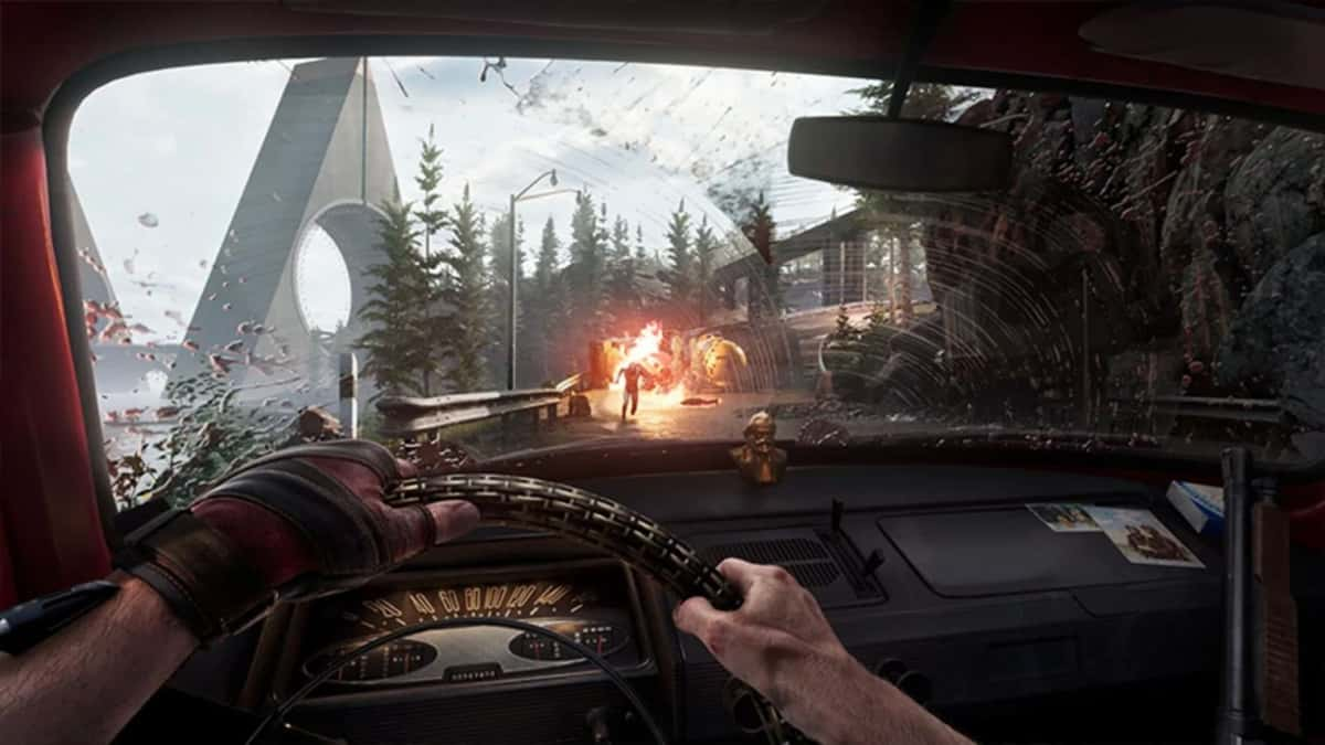 p-3 driving car through enemies in atomic heart