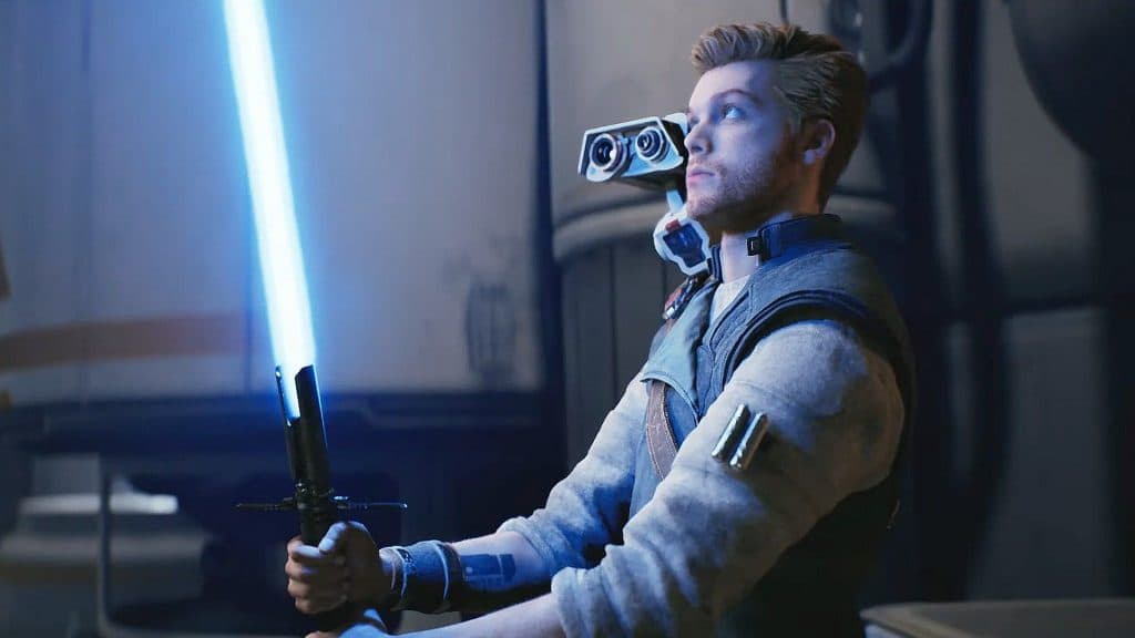 cal kestis holding up lightsaber in star wars jedi survivor