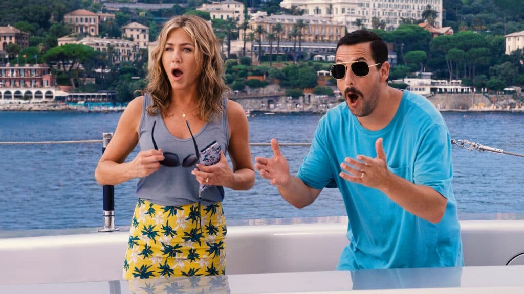 Jennifer Aniston and Adam Sandler in Murder Mystery