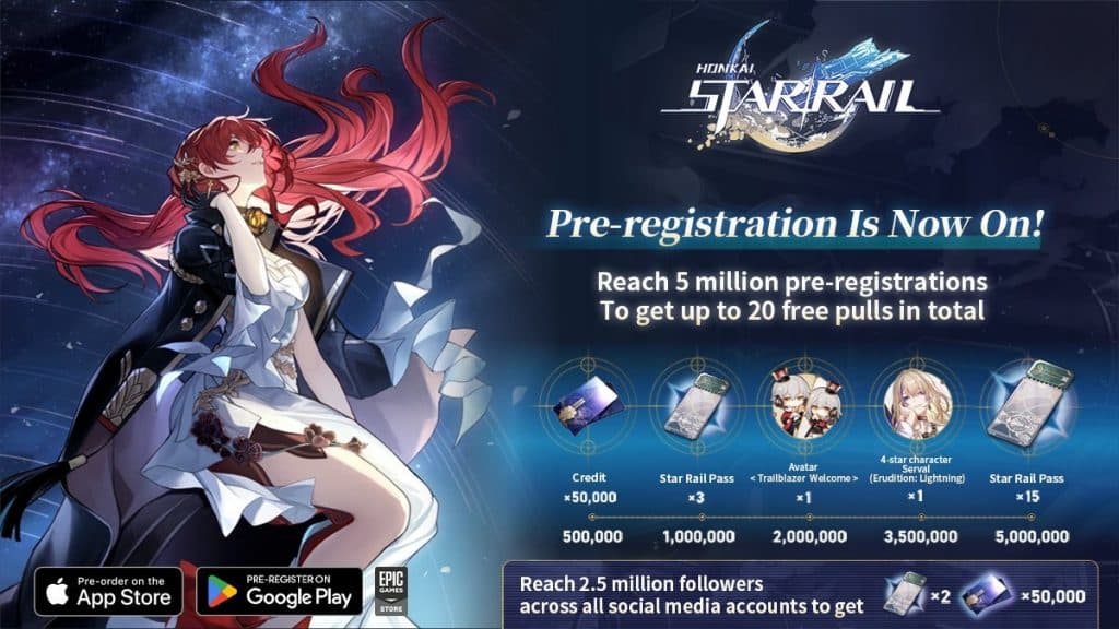 Honkai Star Rail pre-registration rewards screenshot