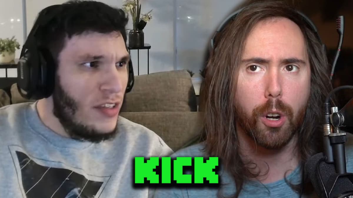 Trainwrecks and Asmongold with Kick.com logo