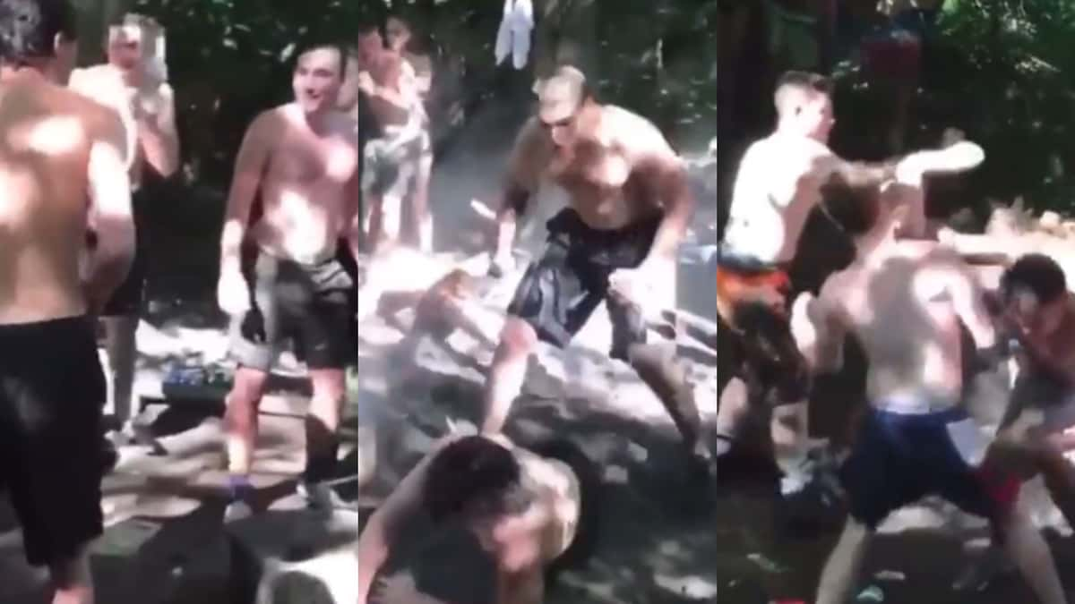 rival summer camps fight at beach