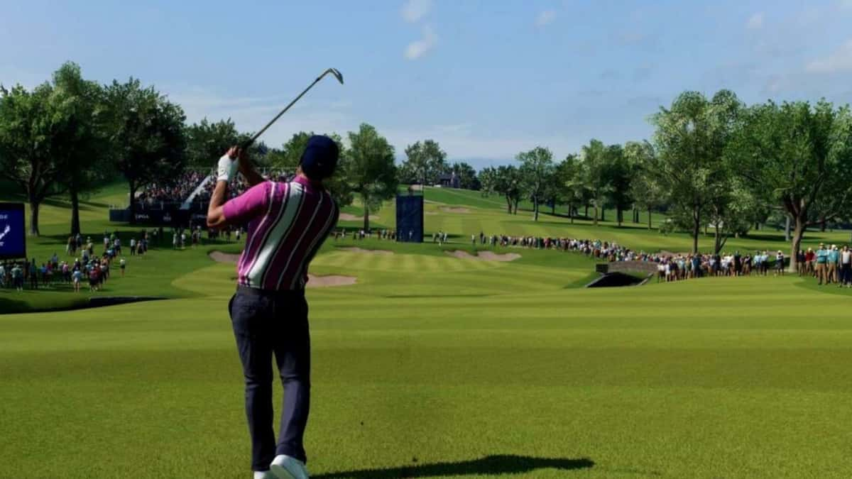 golfer taking shot in ea sports pga tour