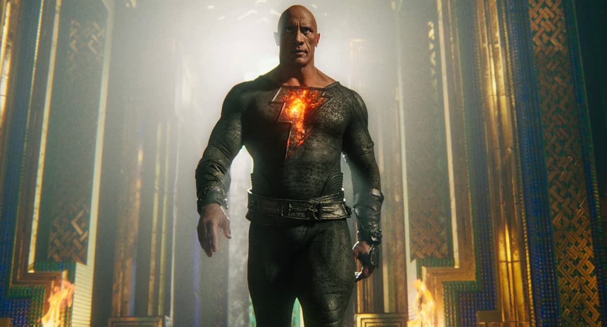 Dwayne Johnson in costume as Black Adam.