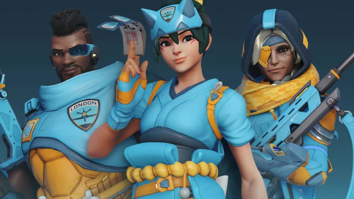 london spitfire baptiste, kiriko and ana skins