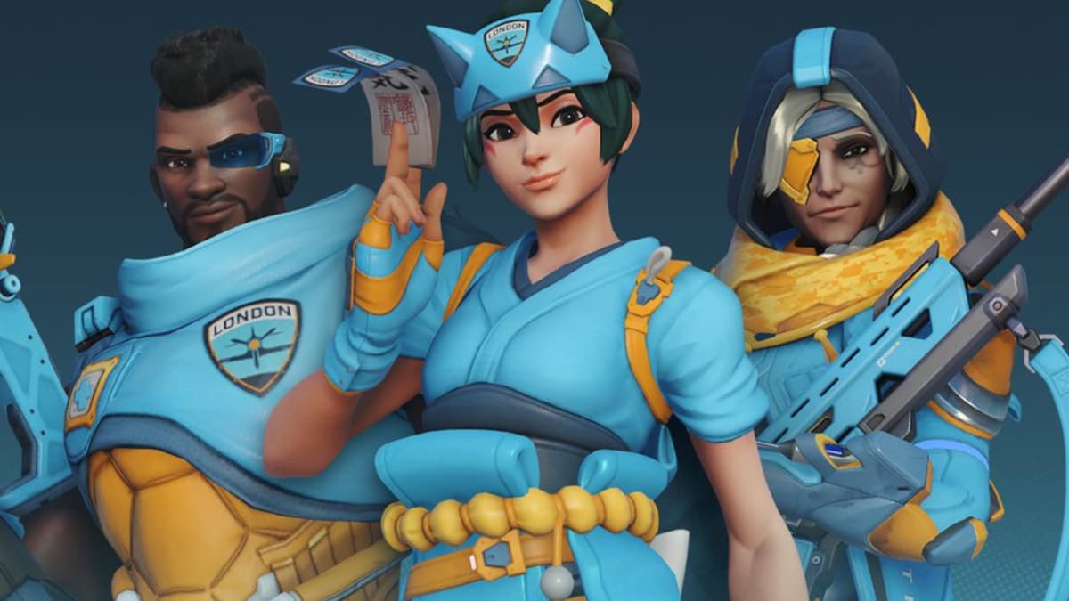 london spitfire baptiste, kiriko and ana skins