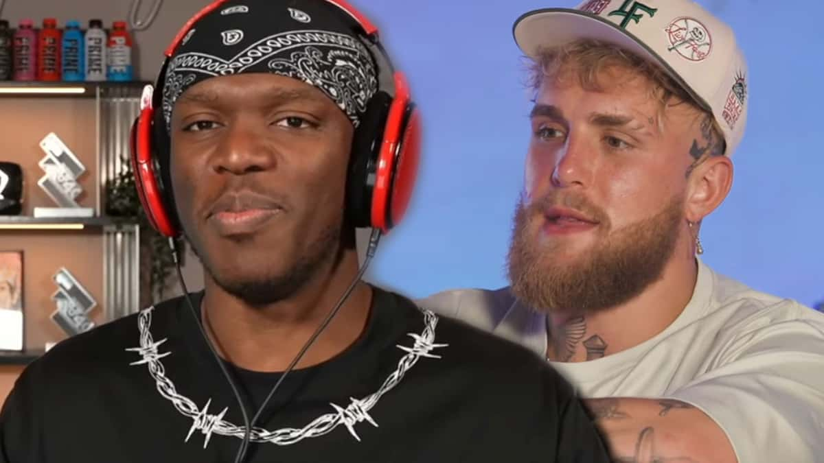 KSI at his setup and Jake Paul in his podcast studio