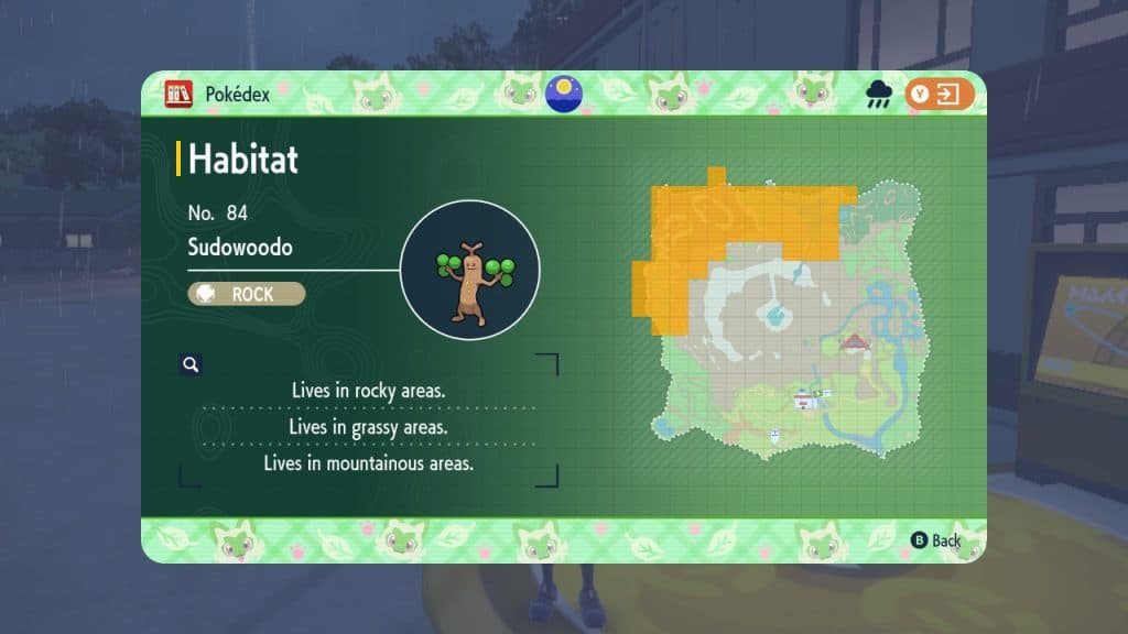 pokemon scarlet violet sudowoodo dlc locations