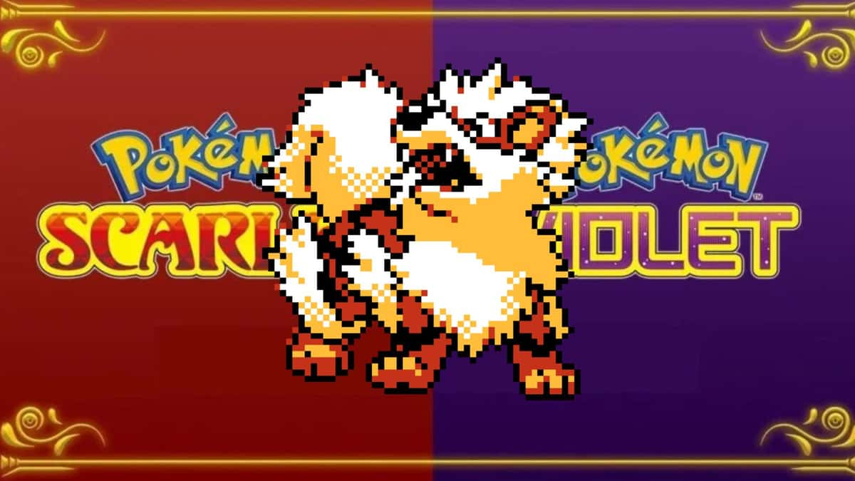 Pokemon Scarlet/Violet logo with Arcanine sprite