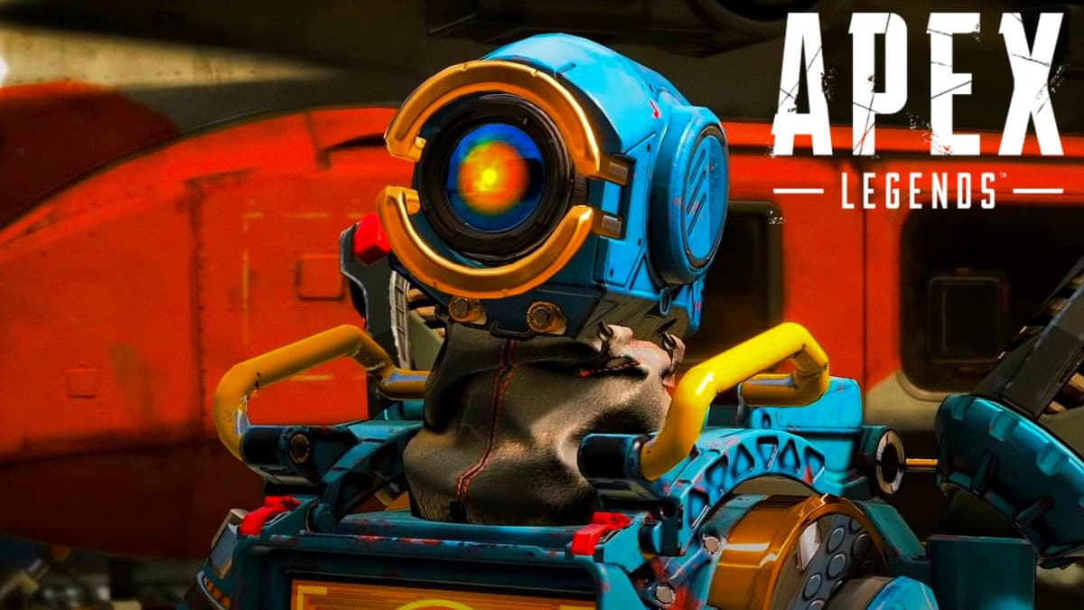 Blue Pathfinder looking upward in Apex Legends