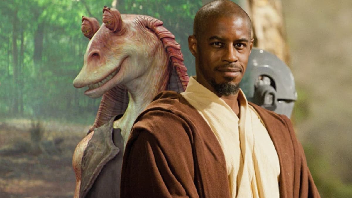 Ahmed Best as Jar Jar Binks and Kelleran Beq in Star Wars