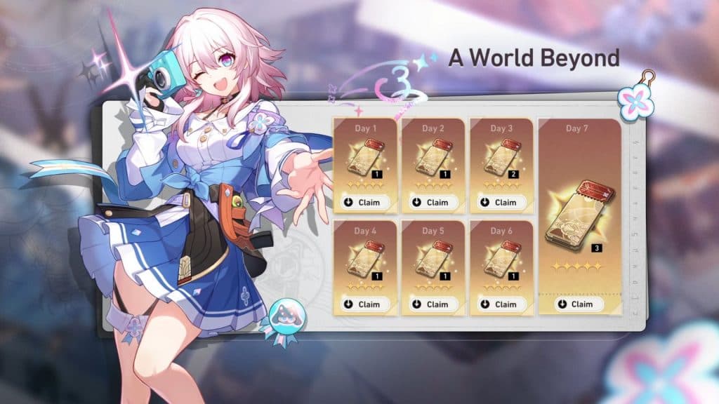 Honkai Star Rail daily login screenshot