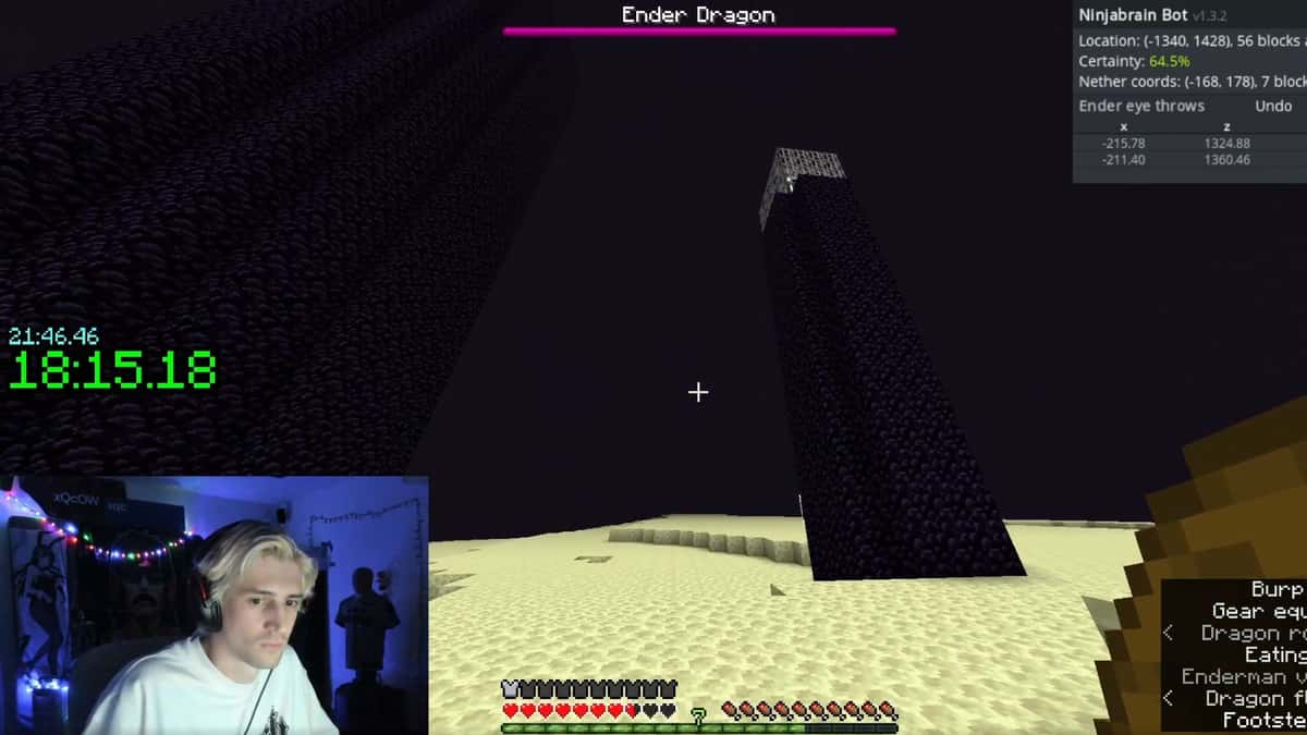 xQc Minecraft speedrun