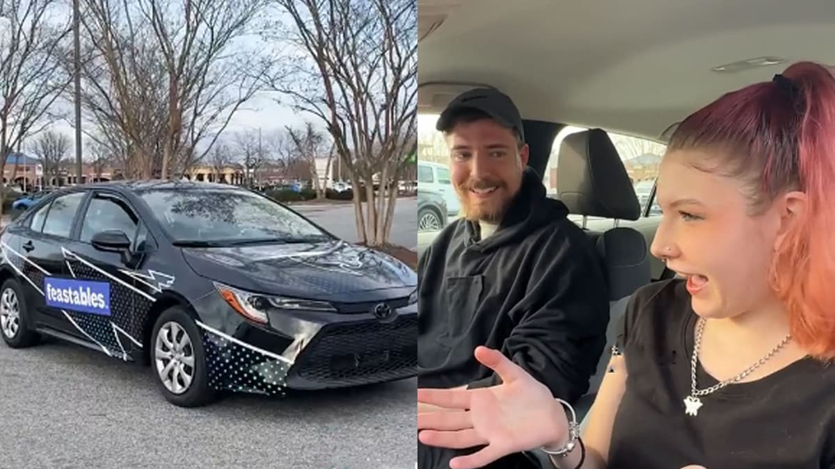 MrBeast with waiter and Toyota Corolla