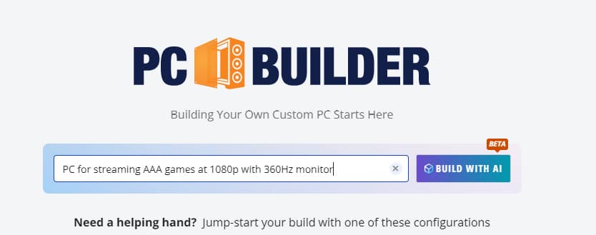 Newegg AI PC builder prompt